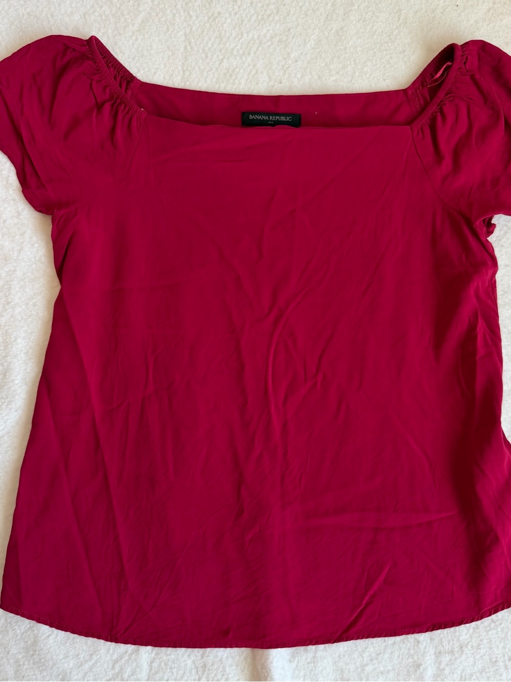 Banana Republic Women's Raspberry Square Neck Short Sleeve Top